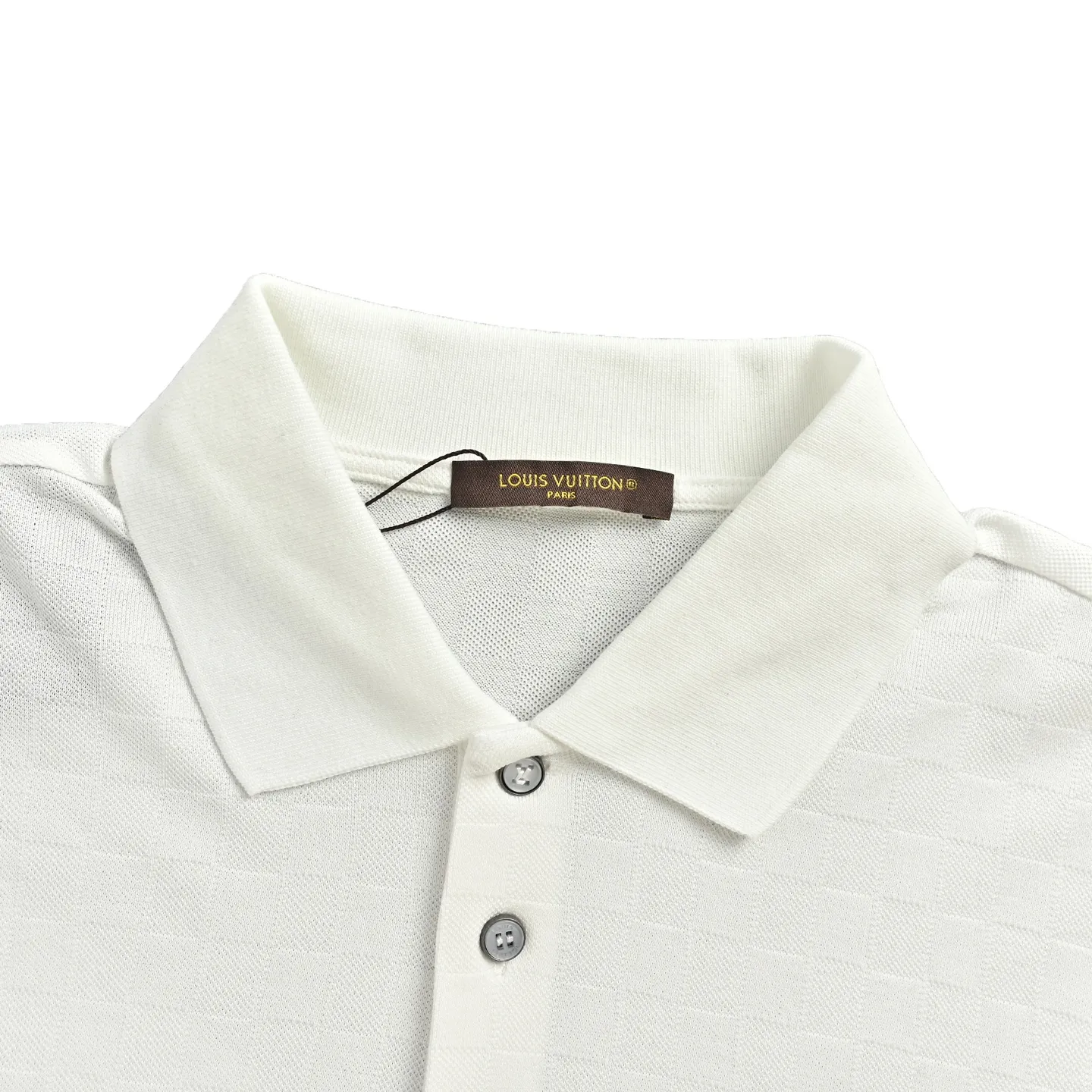 LOUIS VUITTON LV Damier silk cotton piqué short-sleeved POLO shirt with lower leather label